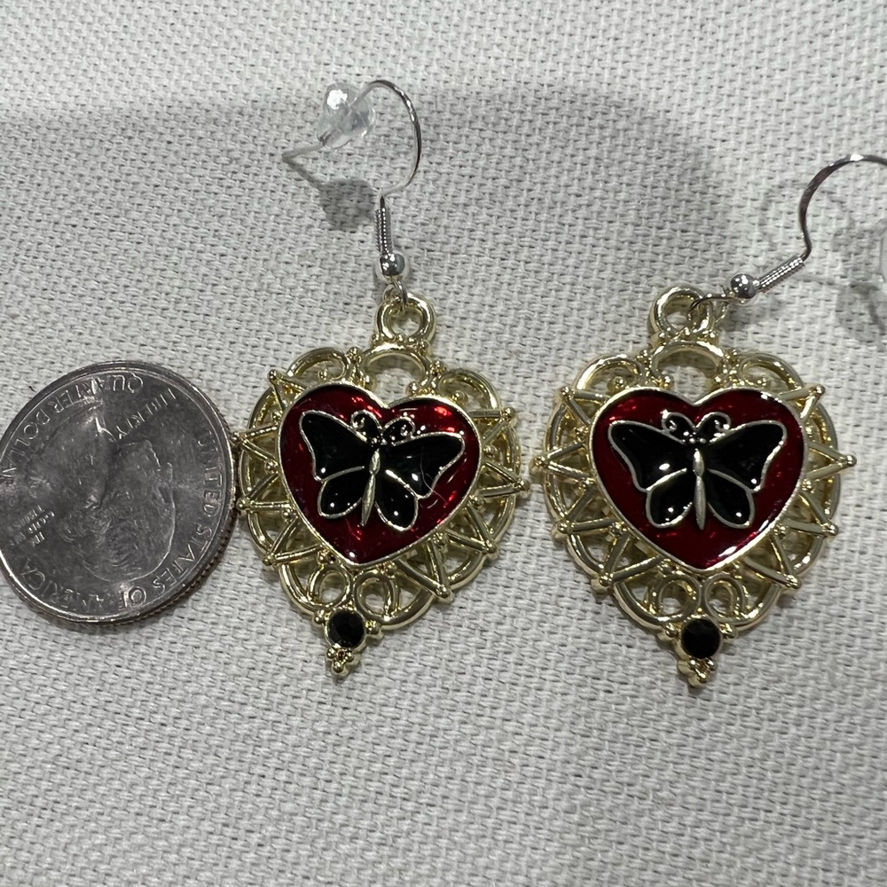 heart and butterfly earrings